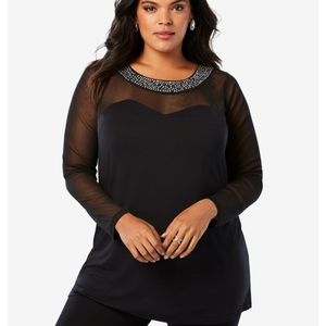 Black top with mesh